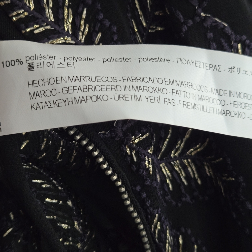 Zara Black Sheer Bomber Jacket with Leaf Design - Picture 9 of 9